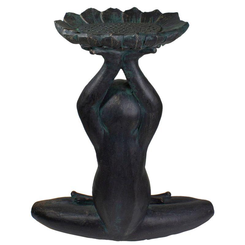 Northlight Seasonal 22.25" Gray Yoga Frog with Bird Feeder Outdoor Garden Statue