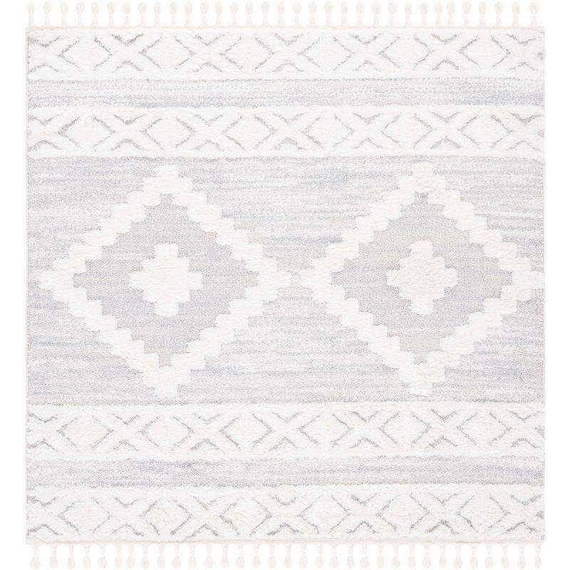 Moroccan Tassel Shag MTS640 Power Loomed Indoor Area Rug - Ivory/Beige - 6'7"x6'7" - Safavieh