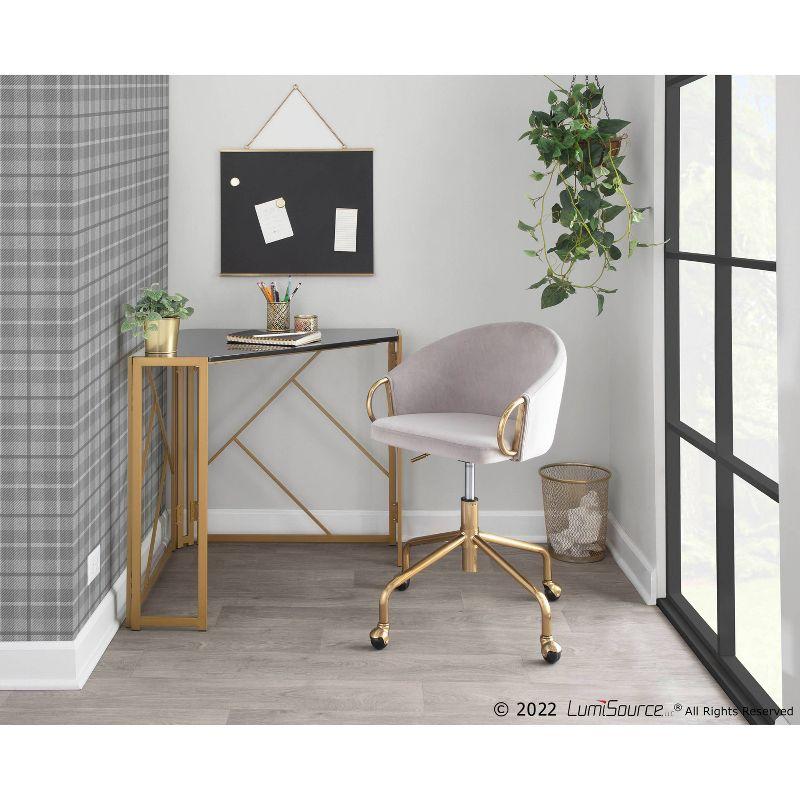 Claire Velvet/Metal/Plywood Task Chair Gold/Silver - LumiSource: Swivel Desk Chair with Casters, Adjustable Height