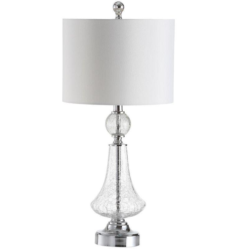 Mercury Clear Crackle Glass Table Lamp Set with White Shade