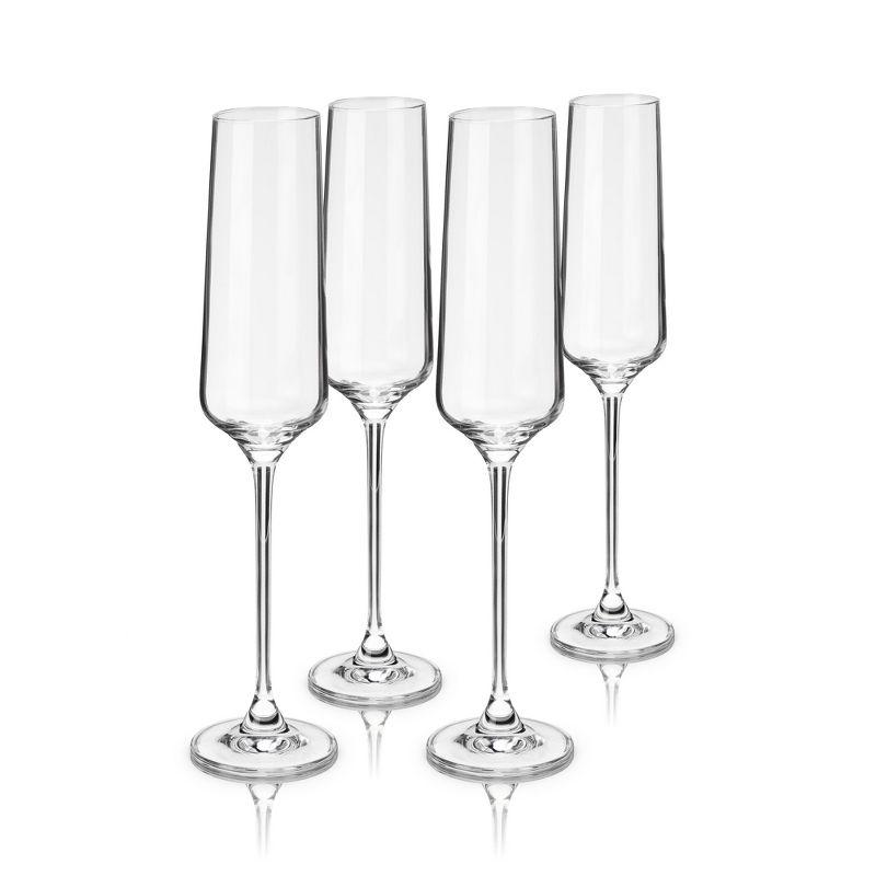 Viski European Lead-Free Crystal Champagne Flutes Set of 4