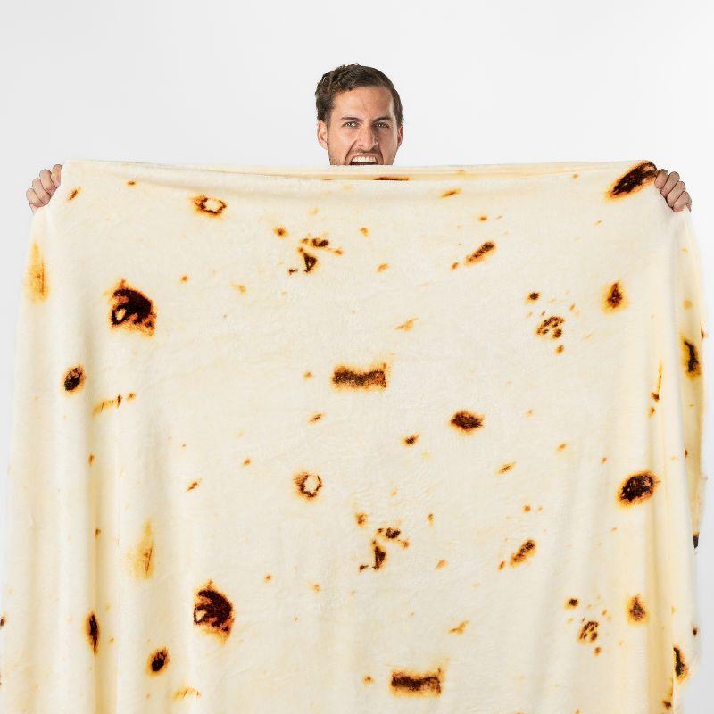 PAVILIA Burritos Tortilla Blanket, Double Sided Realistic Taco Wrap Adult Size, Funny Weird Cool Cute Fun Gag Gifts