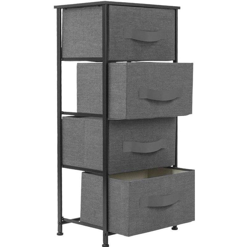Sorbus 4 Drawers Chest Nightstand - Storage for Closet, Home, College Dorm - Features Steel Frame, Wood Top, & Fabric Bins (Black)