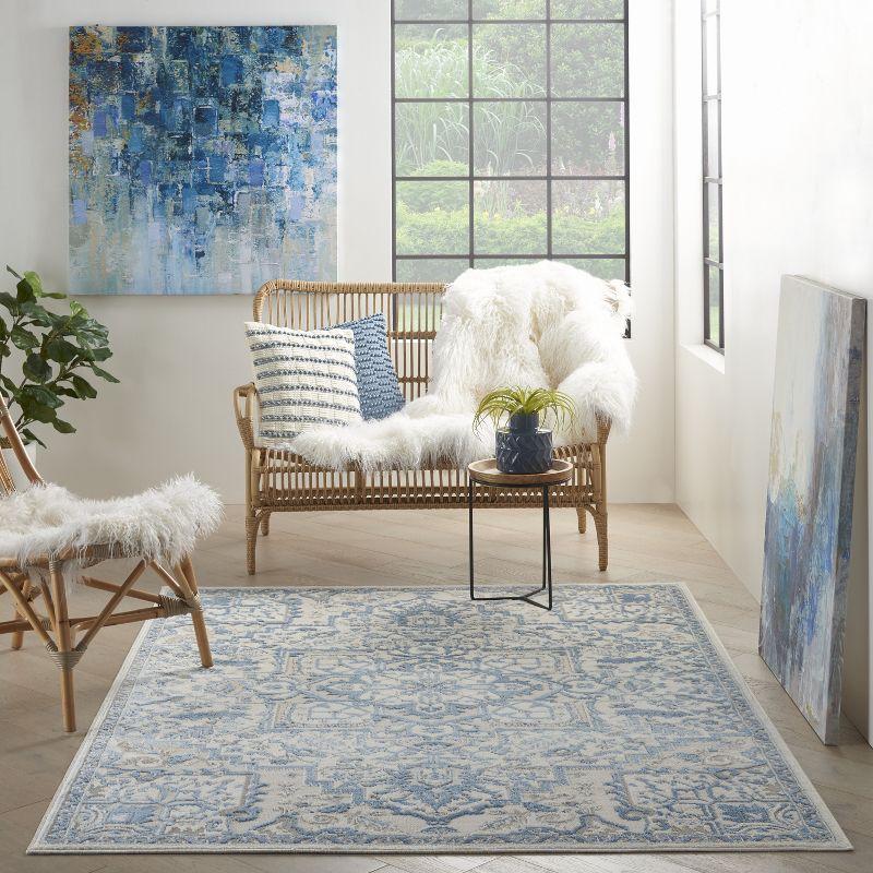 Nourison Elation Bohemian Medallion Indoor Rug Ivory Blue 4' x 6'