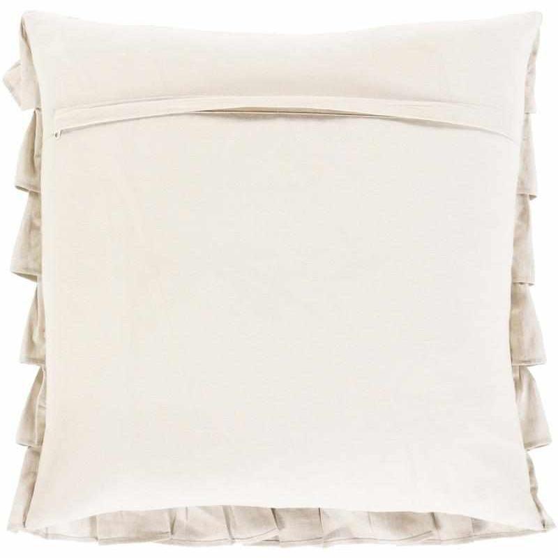 Livabliss Ruffle 20"H x 20"W Square Pillow Cover Down Insert Cottage Ivory Throw Pillow