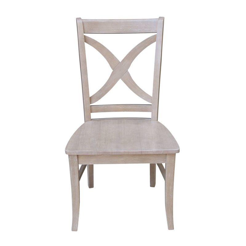 Solid Wood Cross Back Side Chair in Taupe