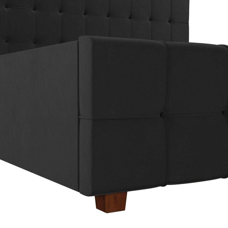 Elizabeth King Black Velvet Upholstered Storage Platform Bed