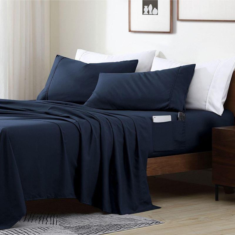 Cathay Home, Inc 1800 Series Smart Storage Pocket Microfiber Sheet Set