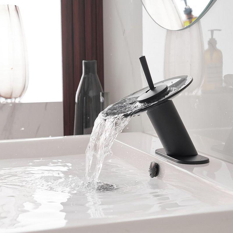 BWE Waterfall Single Hole Single-Handle Bathroom Faucet Sink Basin in Matte Black