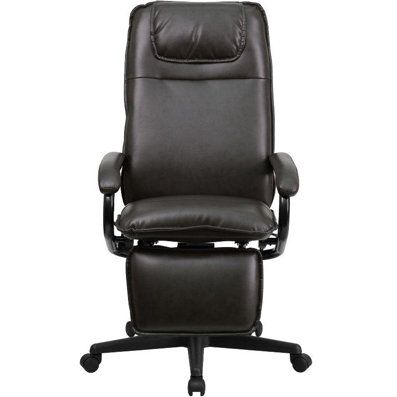 Flash Furniture High Back Brown LeatherSoft Executive Reclining Ergonomic Swivel Office Chair with Arms