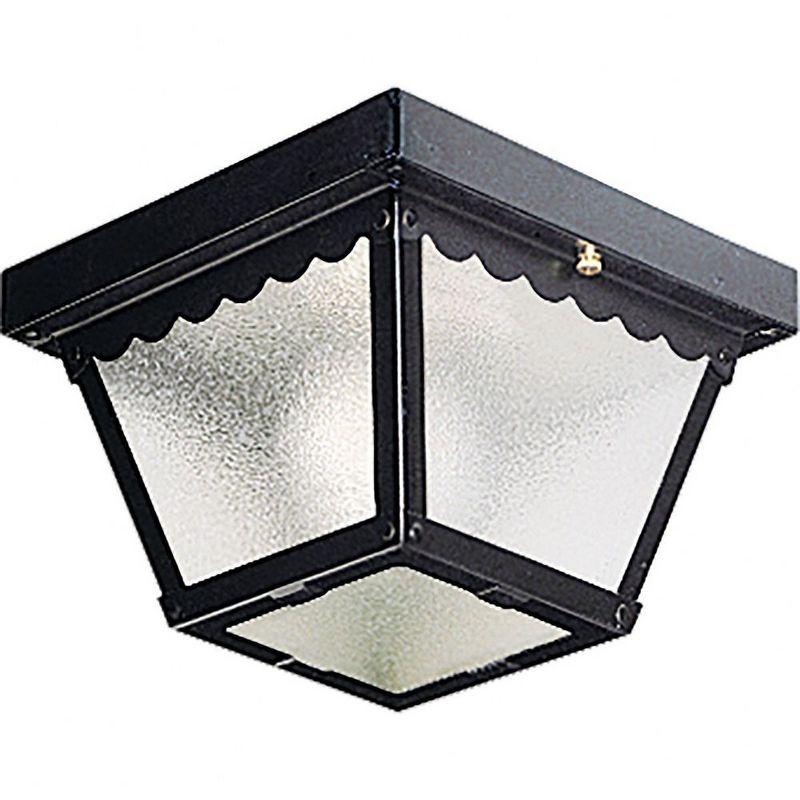 Matte Black and Bronze Scalloped Glass Ceiling Mount Light