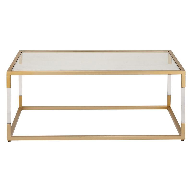 Elegant Gold and Clear Rectangular Outdoor Coffee Table with Acrylic Legs