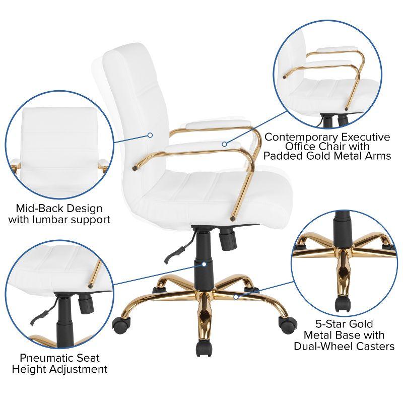 Flash Furniture Mid-Back Executive Swivel Office Chair with Metal Frame and Arms