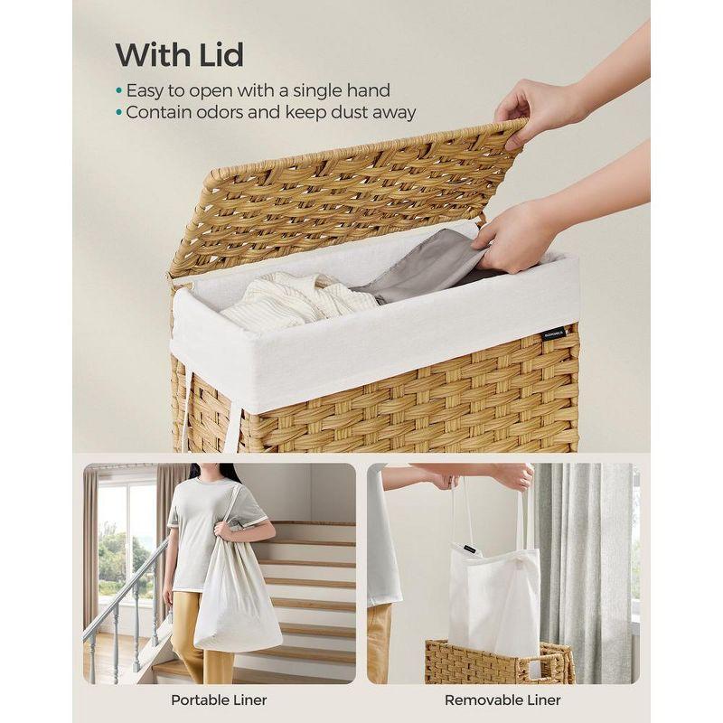 SONGMICS Laundry Hamper Bamboo Laundry Basket with Lid and Handles Wicker hamper