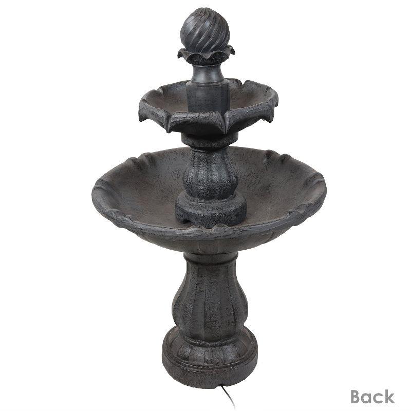 Sunnydaze Outdoor 2-Tier Solar Powered Water Fountain with Battery Backup and Submersible Pump - 35" - Black Earth Finish