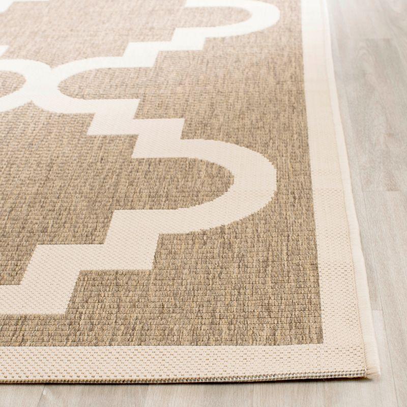 Brown and Beige Geometric Trellis Indoor/Outdoor Area Rug