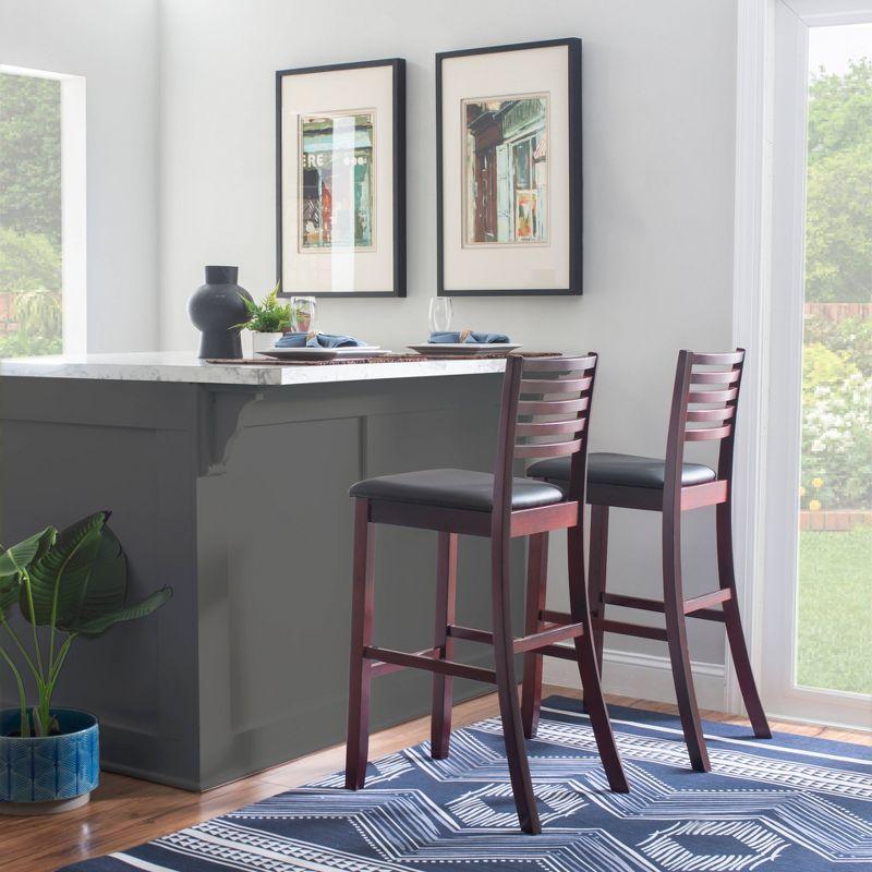 30" Torino Padded Seat Ladder Back Barstool Upholstered Seat - Espresso Wood - Linon