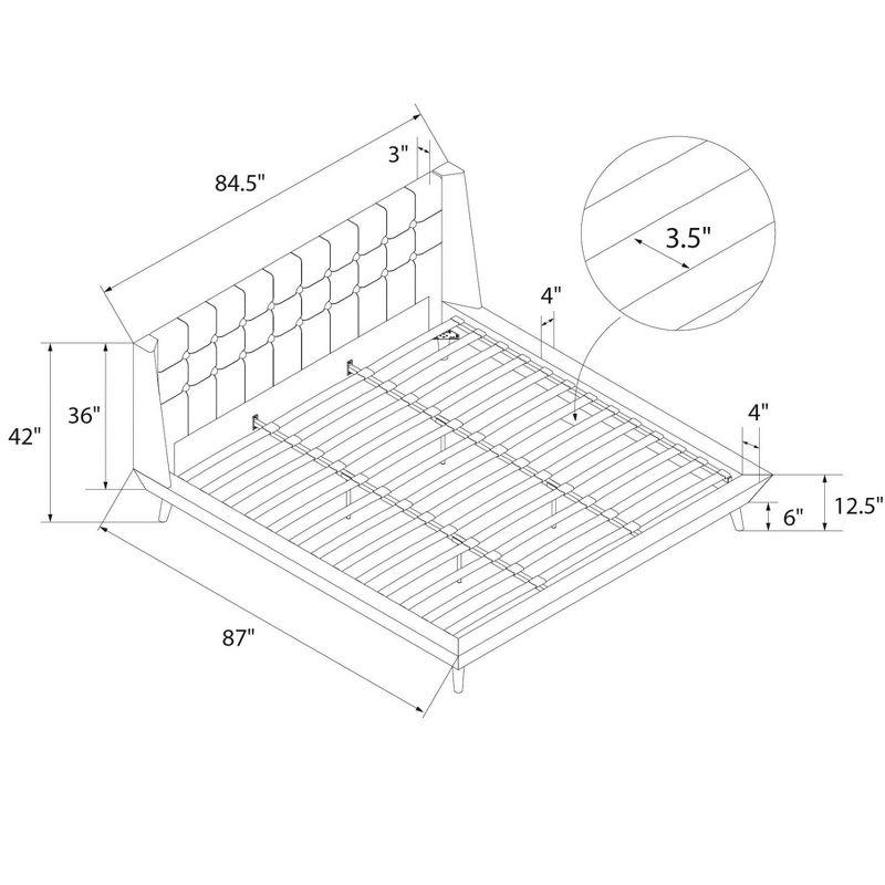 King Light Gray Linen Tufted Upholstered Platform Bed