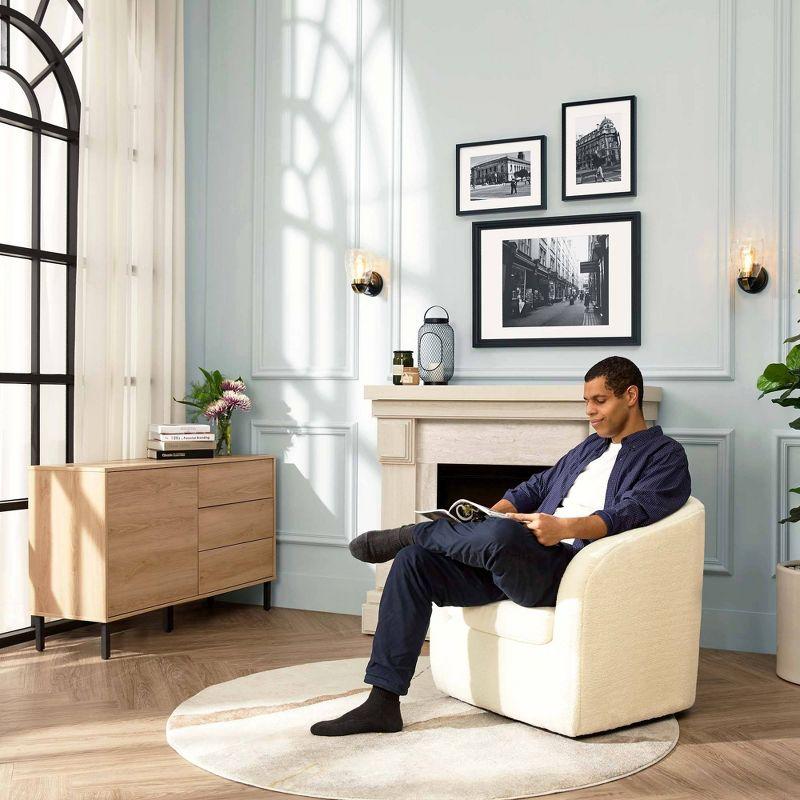 Latitude Run® Swivel Mid-Century Modern Accent Tub Chair with Faux Shearing Upholstery and Hidden Base