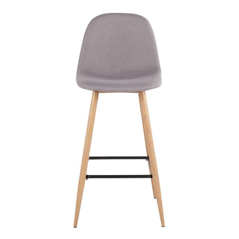 Set of 2 Pebble Metal Polyester Barstools Natural/Light Gray - Lumisource: Steel Frame, Tapered Legs, Comfy Upholstered Seat