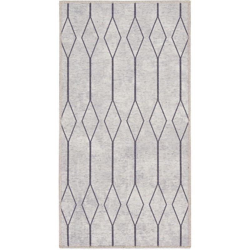 Pymble Geometric Machine Washable Area Rug in Ivory/Grey