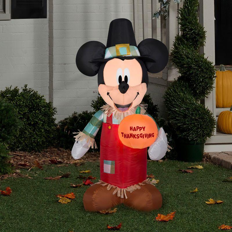 Gemmy Airblown Inflatable Mickey Holding Pumpkin Disney , 3.5 ft Tall, Orange