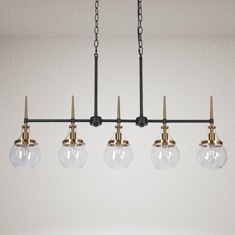 LNC Capensis Matte Black and Polished Gold Shaded LED Dry Rated Chandelier