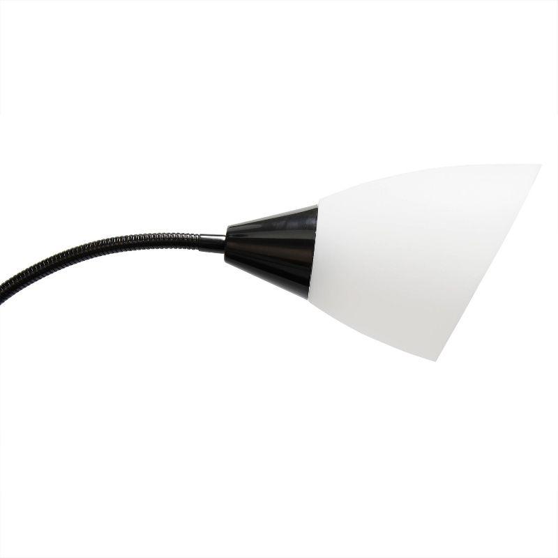 67" Black Adjustable Multi-Head Floor Lamp with White Shades