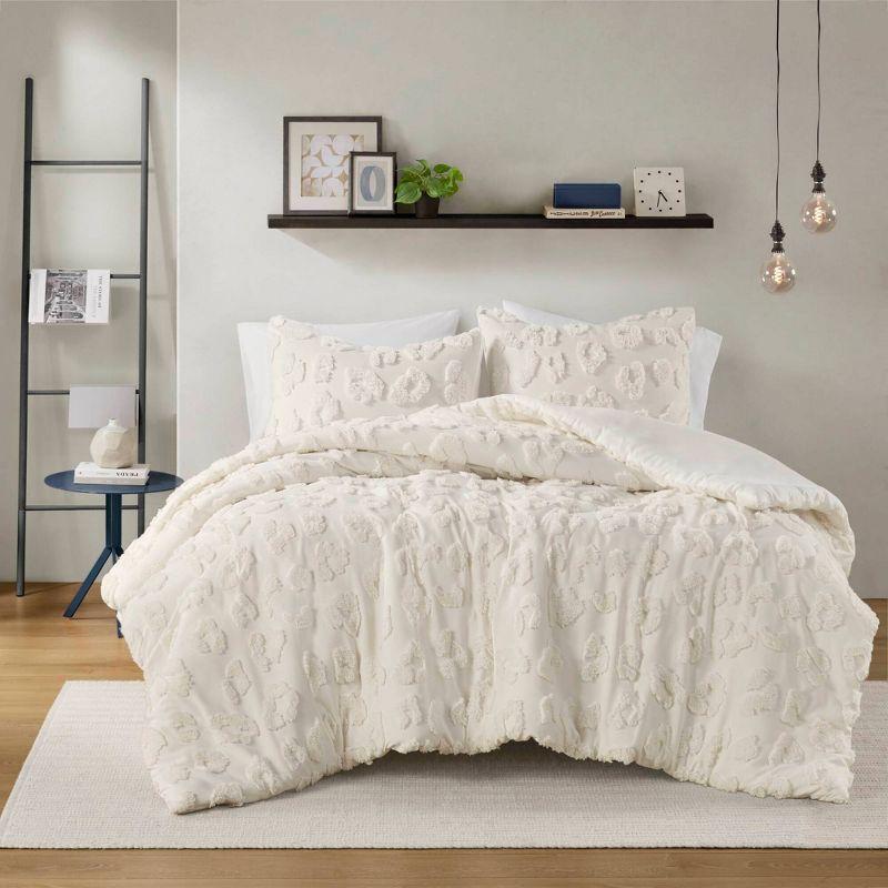 King White Microfiber Animal Chenille Comforter Set