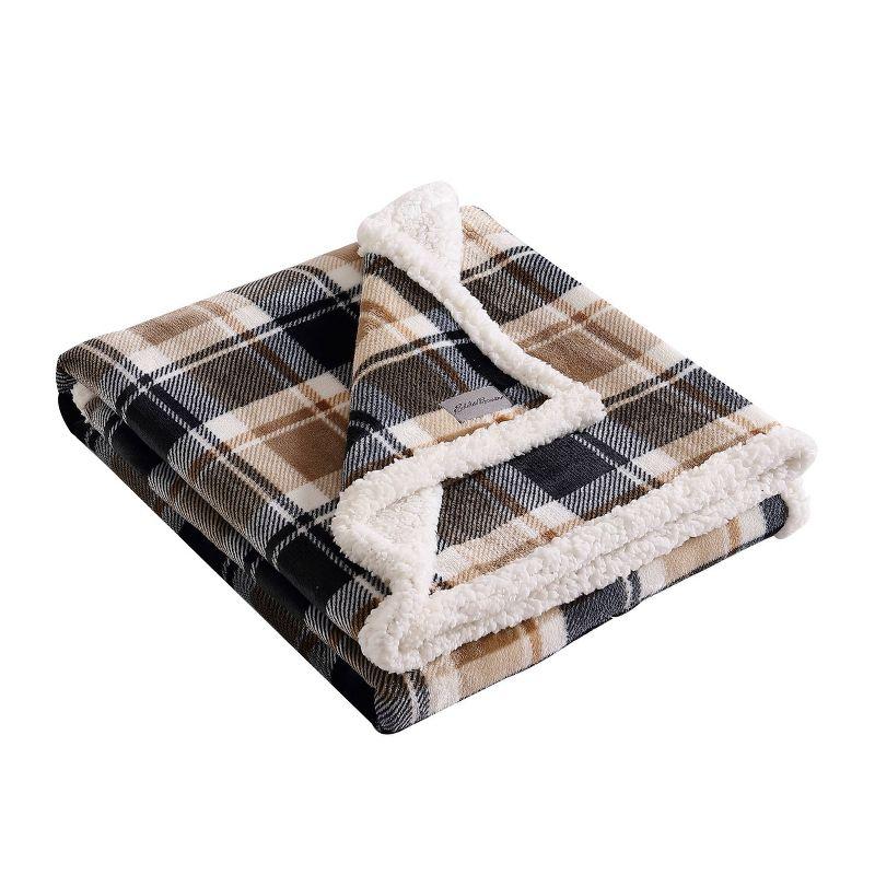 Eddie Bauer Printed Plush Fleece/Sherpa Throw Blankets