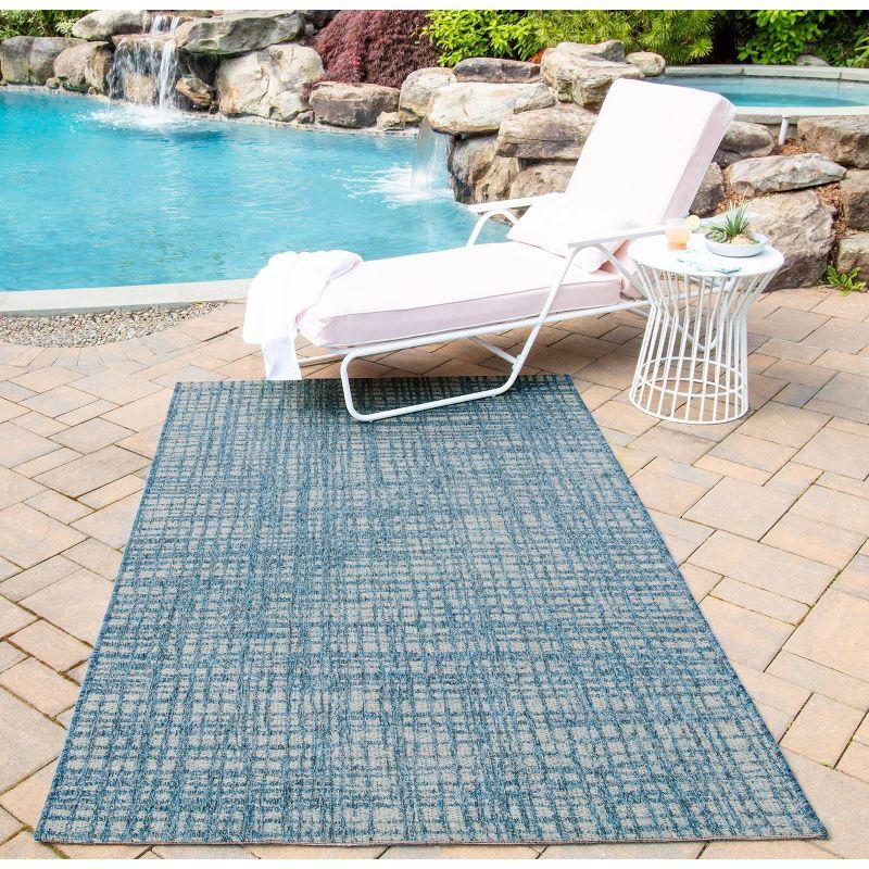 Steppe Abstract Navy Blue Indoor / Outdoor Area Rug