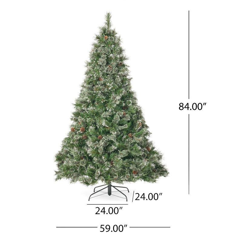 7-Foot Green Pine Pre-Lit LED Christmas Tree with Pinecones