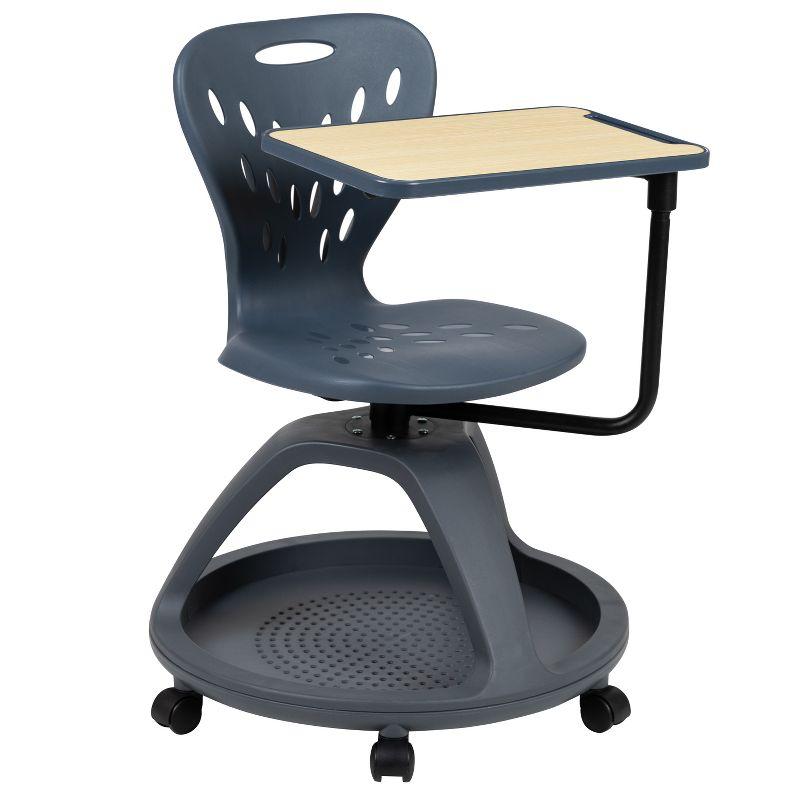 Flash Furniture Mobile Desk Chair with 360° Tablet Rotation and Storage Cubby