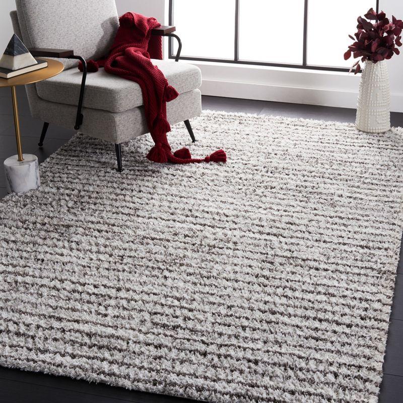 Gray and Dark Gray 7' Square Synthetic Shag Rug