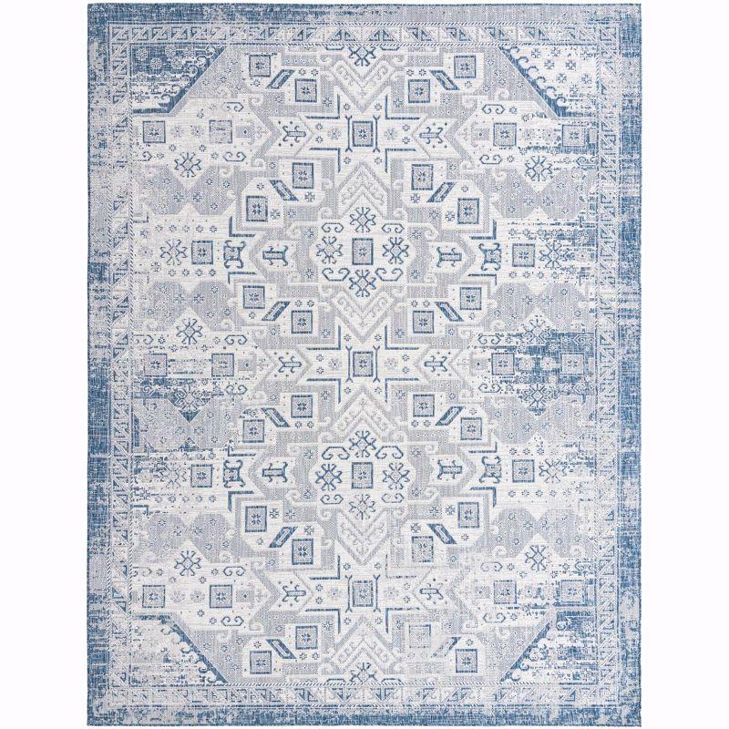 Blue Medallion 10' x 14' Synthetic Outdoor Rug