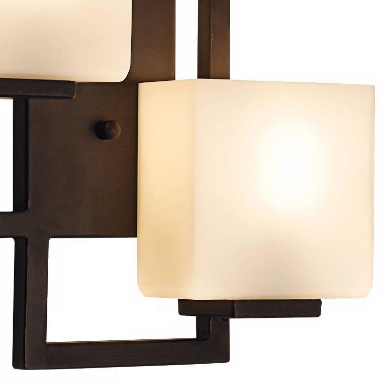 Possini Euro Design Modern Wall Light Bronze 15 1/2" Square Glass Sconce Fixture for Bathroom Side of Mirror Hallway