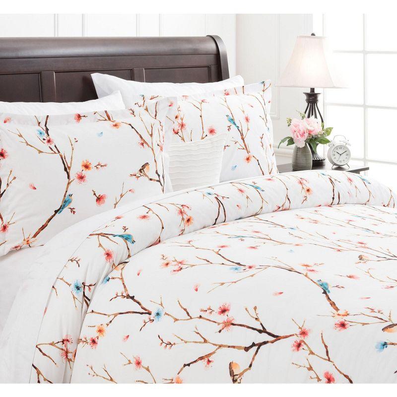 Chanasya Ultra Soft Sakura Cherry Tree Reversible Duvet Cover Set