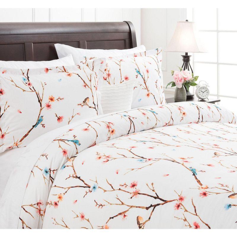 Chanasya Watercolor Floral Sakura Tree Duvet Cover