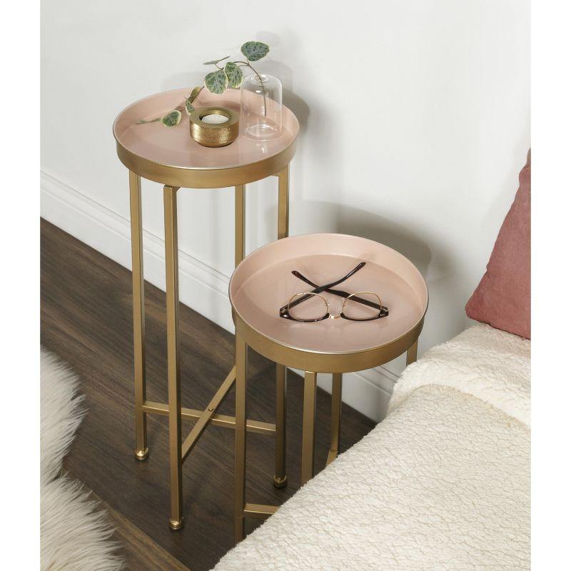 Kate and Laurel Celia Round Metal Foldable Tray Table Set