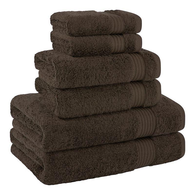 American Soft Linen Bekos 6 Piece Towel Set, 100% Cotton Bath Towel Set for Bathroom, Brown