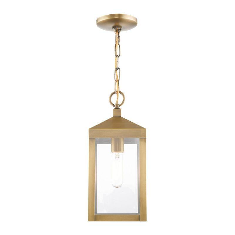 Lighting Lumens 6.25in Satin Post Top Lantern Outdoor Light with Clear Glass Shade
