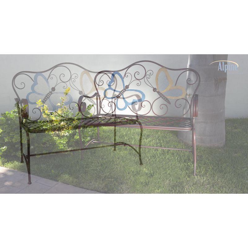 Rustic Bronze Iron Butterfly Garden Bench - 46" Length