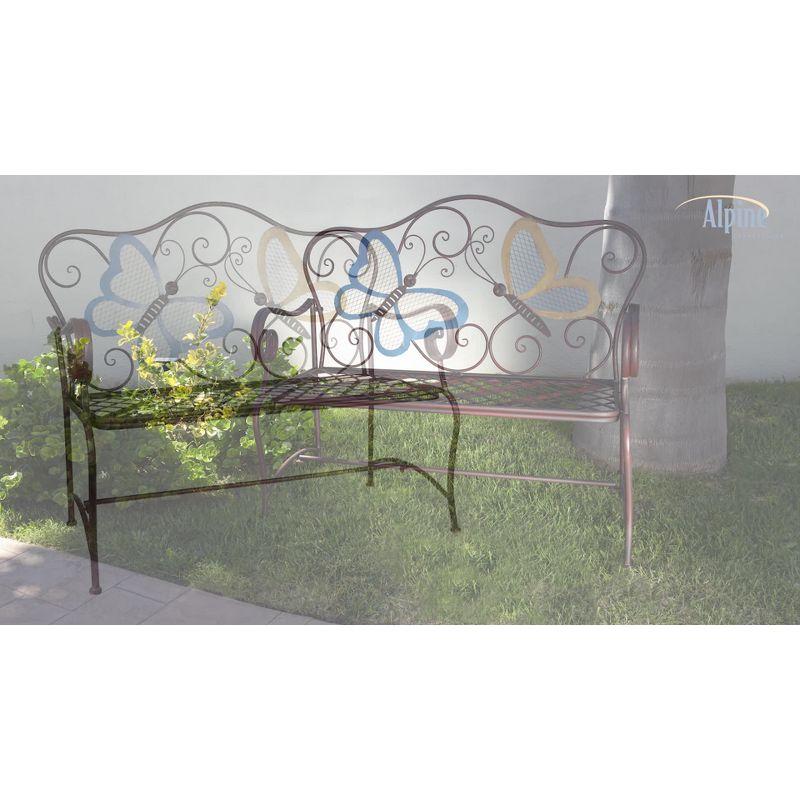 Butterfly Metal Bench Brown - Alpine Corporation