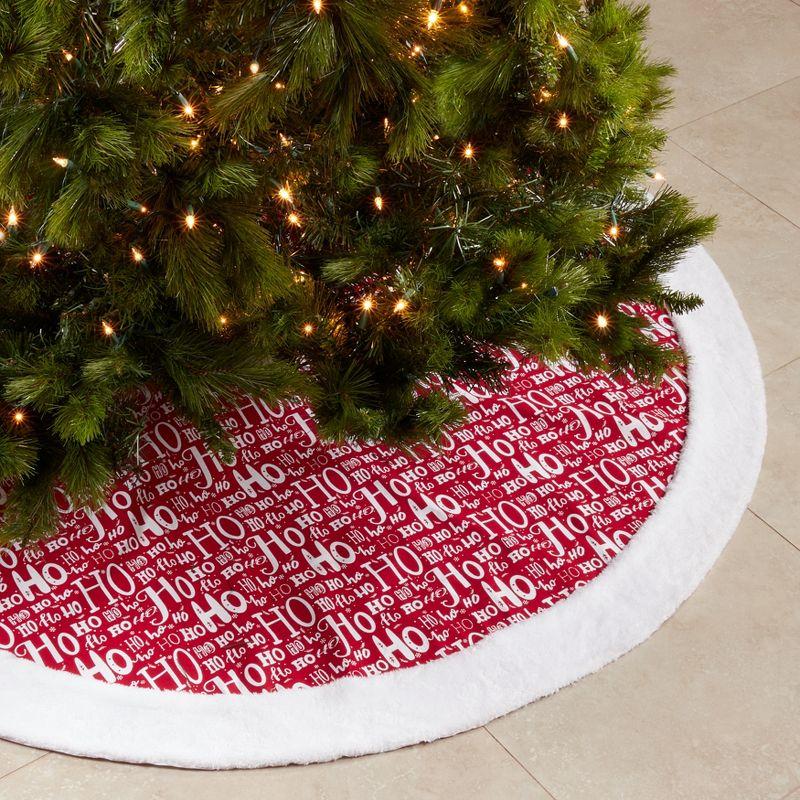 Saro Lifestyle Saro Lifestyle Cotton Christmas Tree Skirt With Ho Ho Ho Design