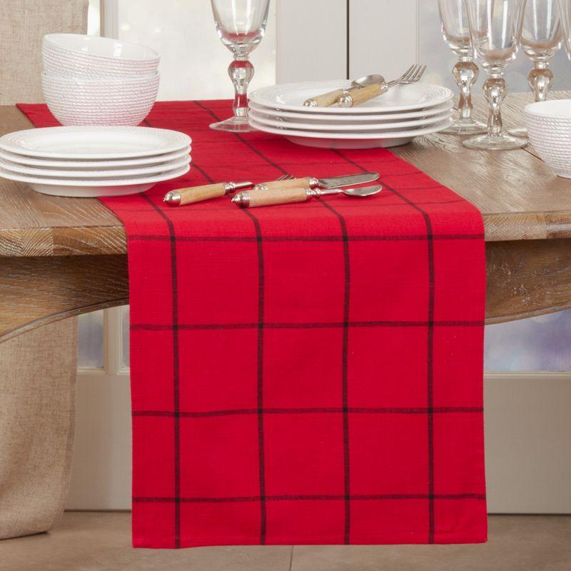 Saro Lifestyle Dining Table Runner With Large Plaid Design, Red, 16" x 72"