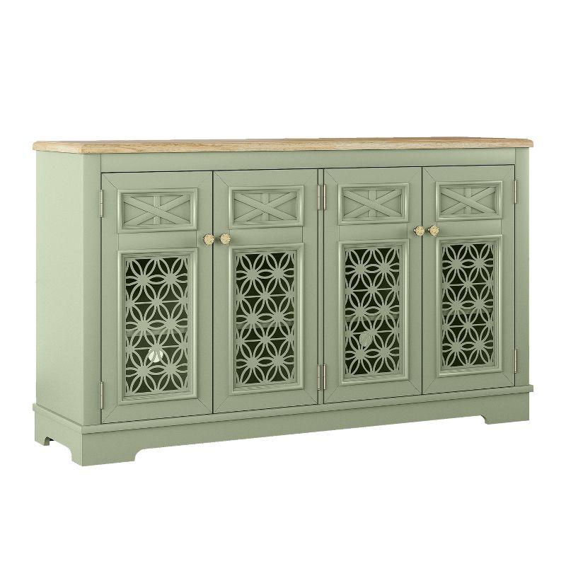 Festivo 57" Vintage Storage Accent Buffet Sideboard Cabinet Green