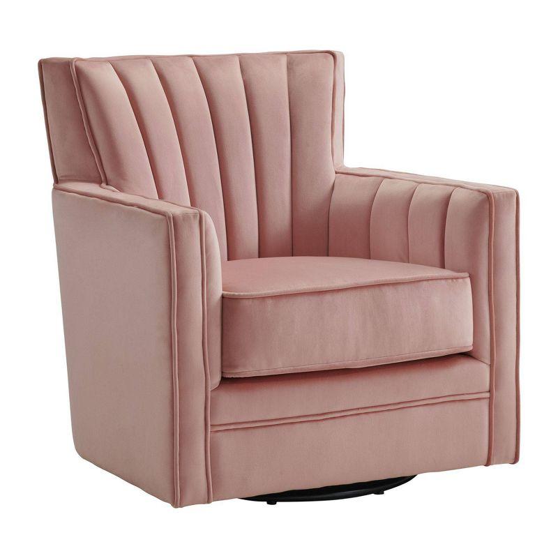 Lawson Swivel Chair Pink - Picket House Furnishings: Upholstered Velvet Accent for Living Room, Foam Filled