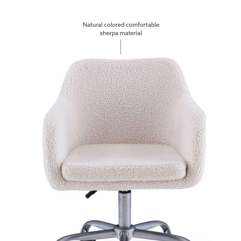 Rylen Modern Swivel Office Desk Chair White - Linon: Chrome-Plated, Ergonomic with Adjustable Height & Casters