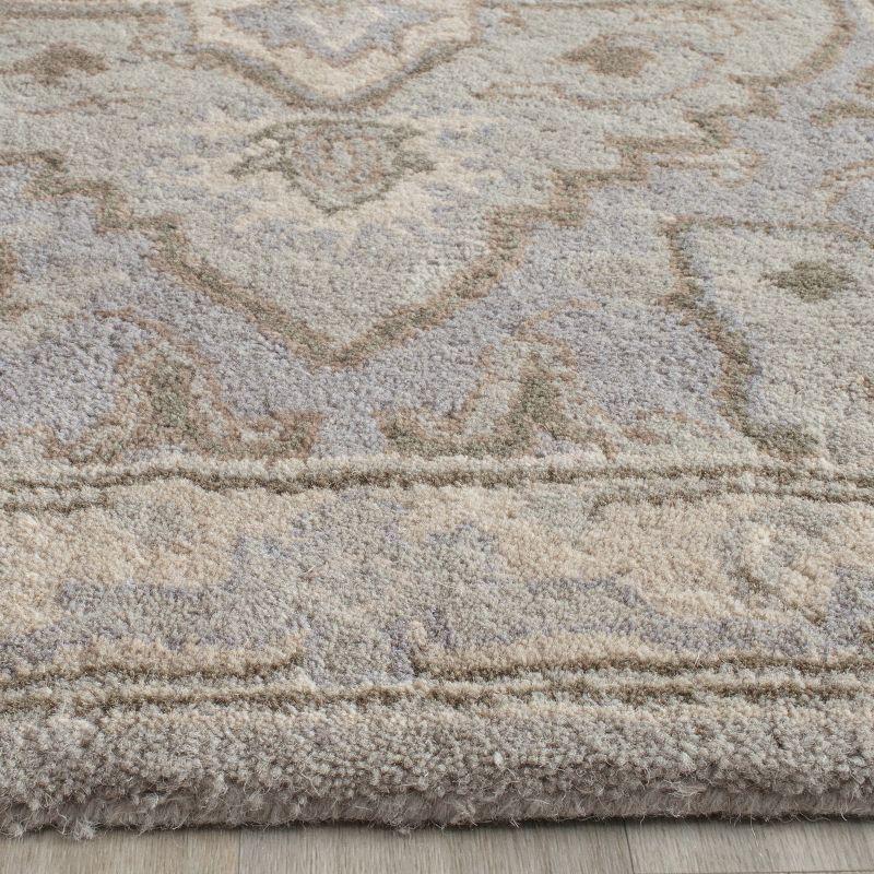 Heritage 6' Square Gray and Beige Wool Area Rug