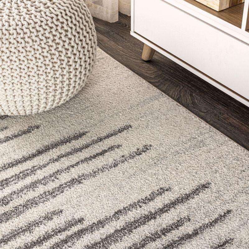 3'x5' Aya Berber Stripe Geometric Area Rug, Cream/Gray - JONATHAN Y